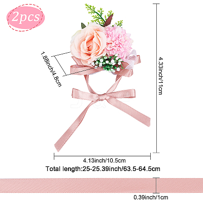 2PCS Silk Wrist Corsage AJEW-CP0001-51D-1