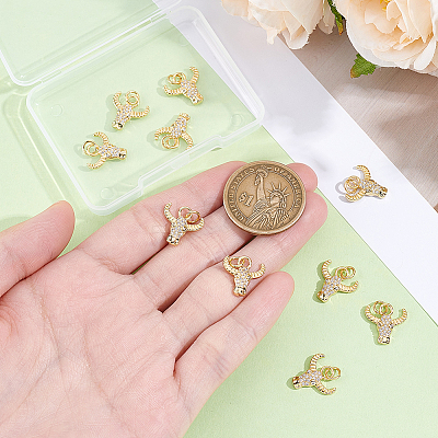 10Pcs Brass Micro Pave Cubic Zirconia Charms KK-BBC0024-920-1