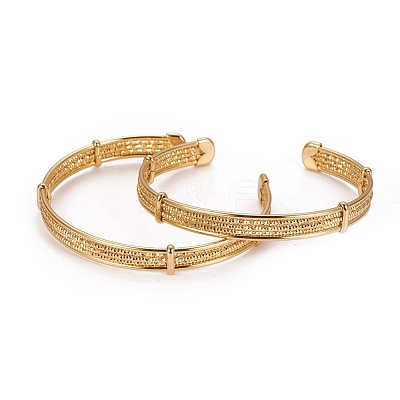 Long-Lasting Plated Brass Cuff Bangles BJEW-E370-12G-1