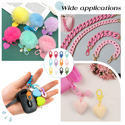 12Pcs 12 Colors Spary Painted Zinc Alloy Flower Lobster Claw Clasps PALLOY-WR0001-10-1