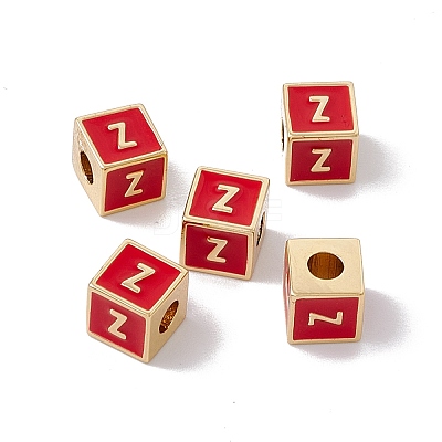 Rack Plating Brass Enamel Beads KK-B060-04G-03Z-1