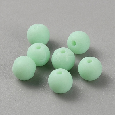 Acrylic Frosted Round Beads FACR-WH0001-06A-15-1