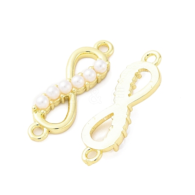 Brass & ABS Imitation Pearl Infinity Connector Charms KK-D325-03G-1