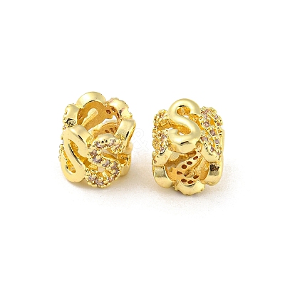 Brass Micro Pave Cubic Zirconia European Beads KK-H452-10G-1