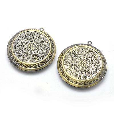 Brass Locket Pendants KK-F717-21AB-NR-1