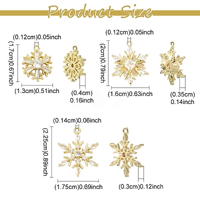 3Pcs 3 Styles Brass Pave Clear Cubic Zirconia Pendants KK-YW0003-79G-1