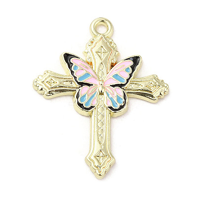Light Gold Plated Alloy Enamel Pendants LS-ENAM-L041-04B-1