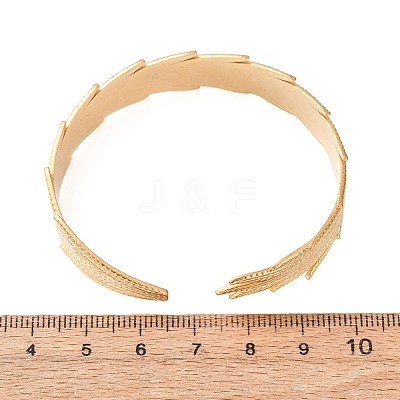304 Stainless Steel Leaf Open Cuff Bangles for Women SA-CBABC9E-03G-1