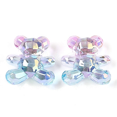 Gradient Color Transparrent Acrylic European Beads OACR-P024-01-01-1