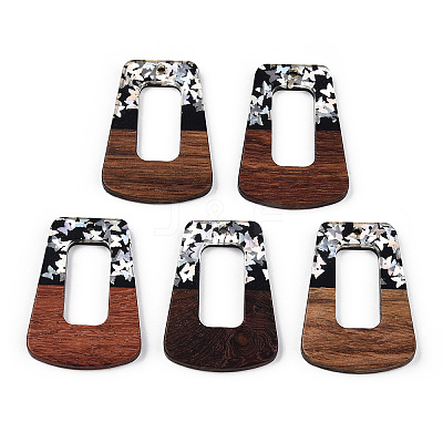 Opaque Resin & Walnut Wood Pendants RESI-N039-65B-1