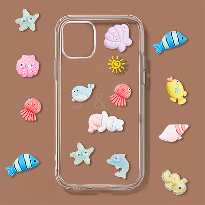 56Pcs 14 Styles Ocean ThemeOpaque Resin Cabochons CRES-HY0001-02-1