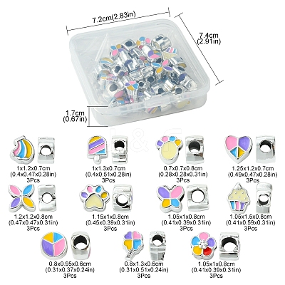 33Pcs 11 Styles CCB Plastic Large Hole Beads DIY-FS0006-72-1