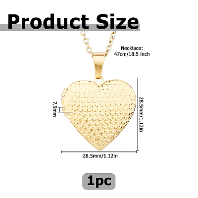 304 Stainless Steel Heart Locket Pendant Necklaces for Photo NJEW-WH0020-97B-1