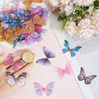 60Pcs 12 Styles 3D Gauze Butterfly Ornament Accessories FIND-SP0020-64B-1