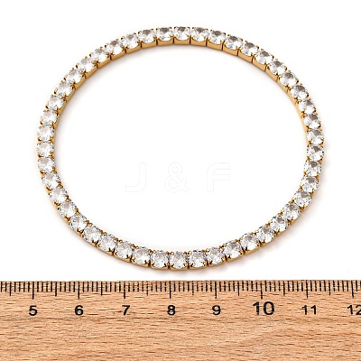 304 Stainless Steel with Clear Cubic Zirconia Link Chain Bracelets for Women BJEW-G754-02G-1