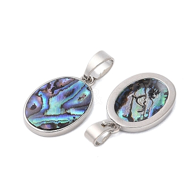 Rack Plating Natural Paua Shell Pendants KK-E059-18P-02-1