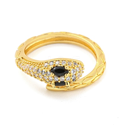 304 Stainless Steel Cubic Zirconia Open Cuff Ring for Women RJEW-S406-05G-02-1