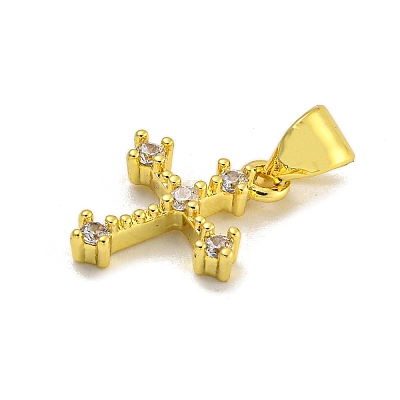 Rack Plating Brass Micro Pave Cubic Zirconia Charms KK-C074-30G-02-1