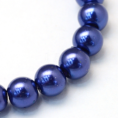 Baking Paint Pearlized Glass Pearl Round Bead Strands X-HY-Q330-8mm-19-1
