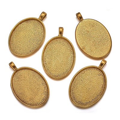 Alloy Pendant Cabochon Settings PALLOY-A15657-AG-1
