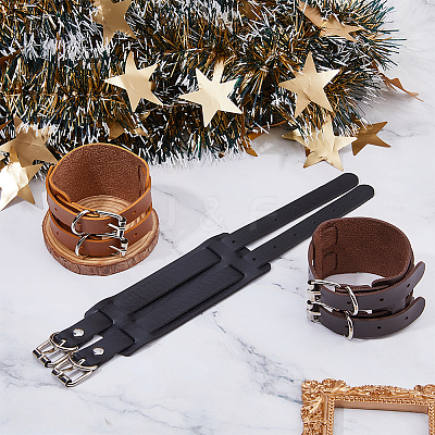 3Pcs 3 Colors Imitation Leather Cord Bracelet BJEW-FH0001-02-1