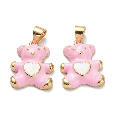 Brass Enamel Pendants KK-A153-06G-B-1