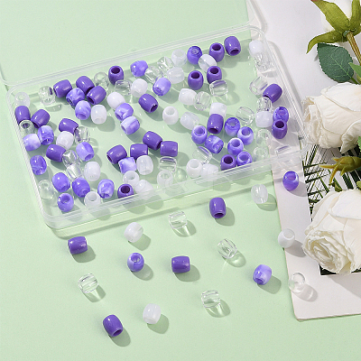 120Pcs 4 Styles ABS Plastic Imitation Pearl European Beads FIND-SC0019-27A-1