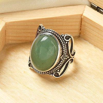 Natural Green Aventurine Adjustable Rings RJEW-I108-02AS-08-1