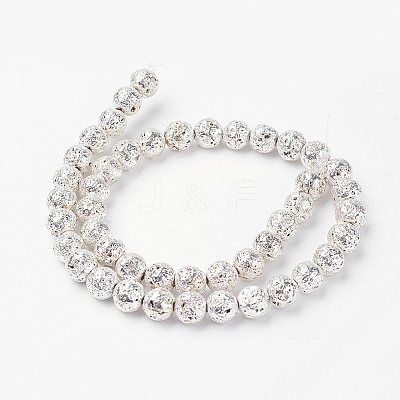 Electroplated Natural Lava Rock Beads Strands G-K259-59-8mm-01-1