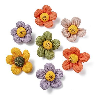 10Pcs 5 Colors Sunflower Cotton Pins JEWB-CJ0001-71-1