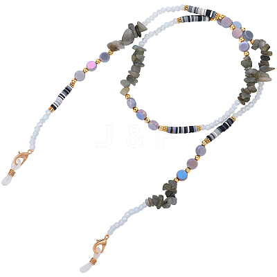 1Pc Polymer Clay with Alloy and Crystal Neck Strap for Eyeglasses AJEW-CN0005-04E-1