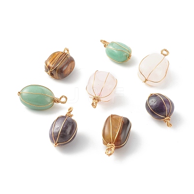 Natural Mixed Gemstone Pendants PALLOY-JF00764-1