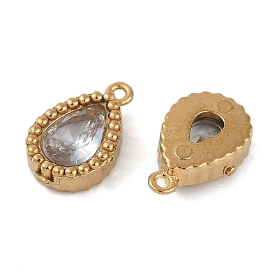 Ion Plating(IP) 304 Stainless Steel Micro Pave Cubic Zirconia Charms STAS-K256-20G-09-1