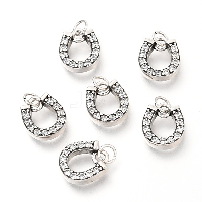 Brass Micro Pave Clear Cubic Zirconia Charms ZIRC-O036-24AS-1