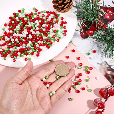 1500Pcs 3 Colors ABS Plastic Imitation Pearl Round Beads MACR-HY0001-20-1