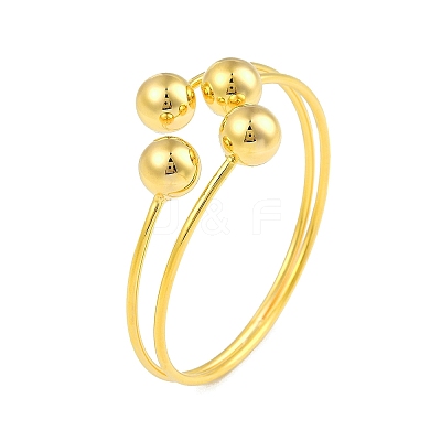 Round Brass Open Cuff Torque Bangles for Women BJEW-Z074-03G-1