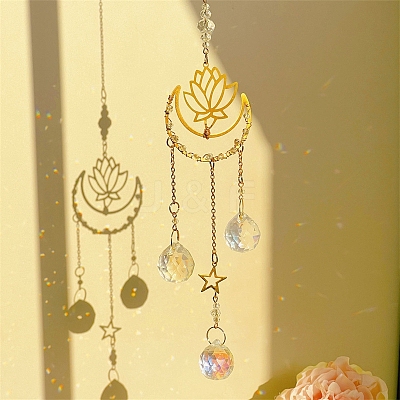 Metal Lotus Moon Window Hanging Suncatchers PW-WG54215-01-1