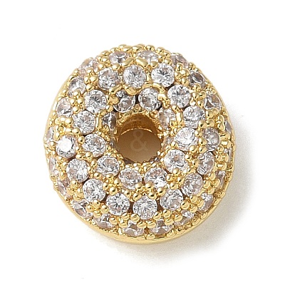 Brass Micro Pave Cubic Zirconia Beads KK-P290-61G-O-1