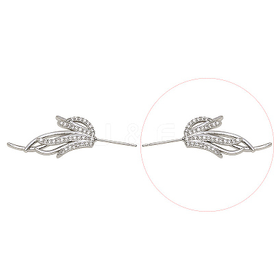 Brass Micro Pave Clear Cubic Zirconia Fishtail Head Pins BAPE-PW0002-10A-P-1