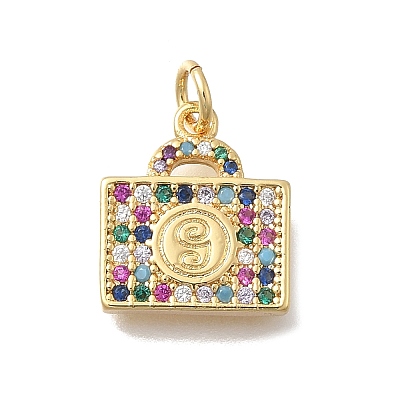 Brass Micro Pave Cubic Zirconia Charms KK-D431-058G-01-1