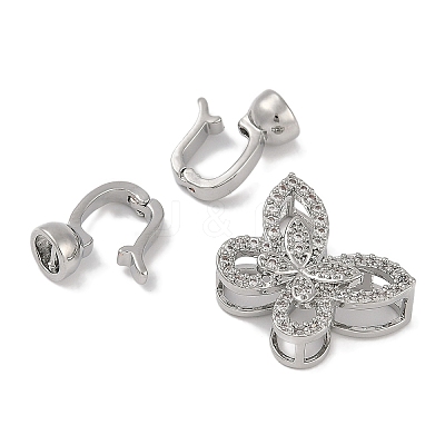 Brass Micro Pave Clear Cubic Zirconia Fold Over Clasps FIND-U017-14P-1
