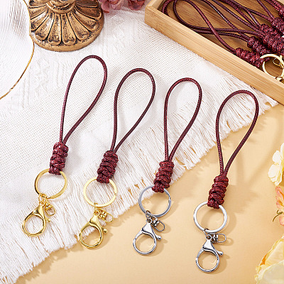 10Pcs 2 Colors Eco-Friendly Korean Waxed Polyester Cord Keychains KEYC-TA00034-1