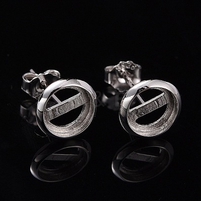Anti-Tarnish Rhodium Plated 925 Sterling Silver Stud Earring Settings STER-F032-04P-1