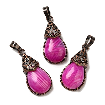 Natural Violet Banded Agate(Dyed & Heated) Pendants G-H065-01R-13-1