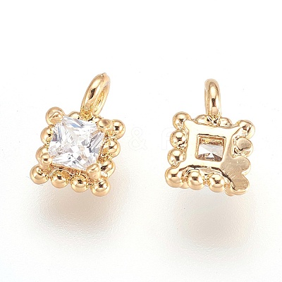 Brass Cubic Zirconia Pendants X-KK-T014-67G-1