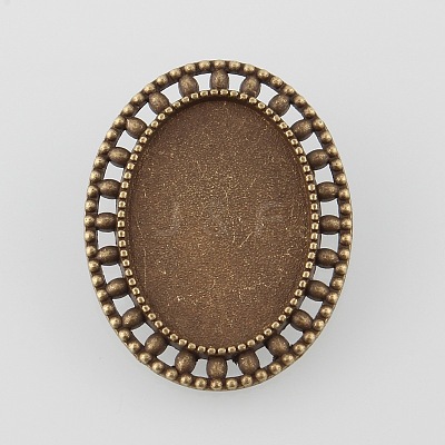 Vintage Alloy Brooch Cabochon Bezel Settings X-PALLOY-O038-33AB-NF-1