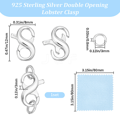 1Pc Sterling Silver Double Opening Lobster Claw Clasps STER-BBC0009-56A-1