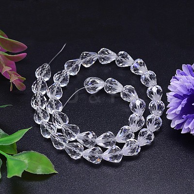 Faceted Teardrop Imitation Austrian Crystal Bead Strands G-M185-12x10mm-01A-1