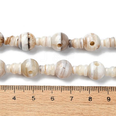 Natural Banded Agate 3-Hole Guru Bead Strands G-K149-42-1