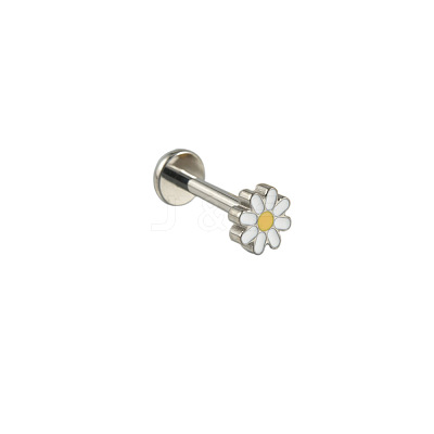Brass Enamel Daisy Flower Threadless Labret Stud WG42C26-02-1